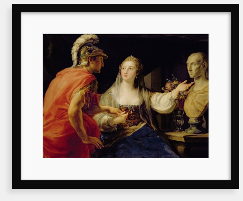 Cleopatra showing Octavius the bust of Julius Caesar by Pompeo Girolamo Batoni