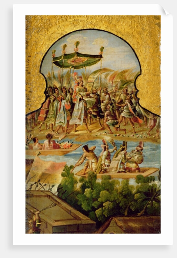 The royal procession of Montezuma en route to meet the Spanish by Spanish School