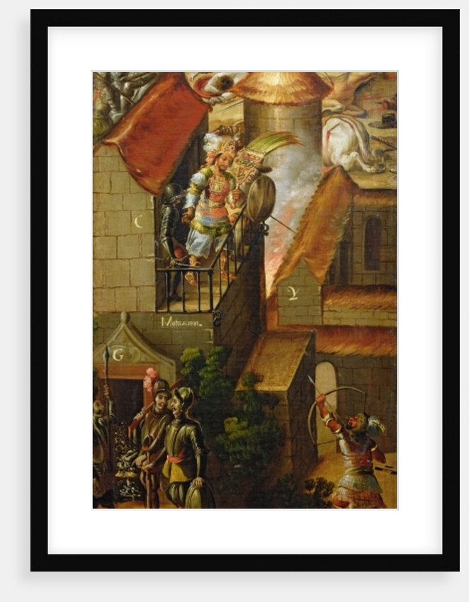 The murder of Montezuma and the raiding of his treasure by Spanish School