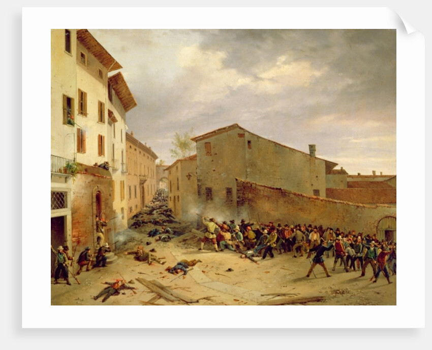 The Battle of 31st March 1849 in the Via delle Consolazioni in Brescia by Faustino Joli