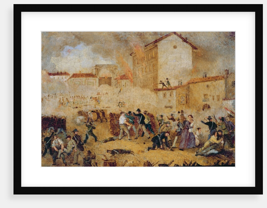 Fighting at Porta Tosa during the Five Days of Milan by Italian School
