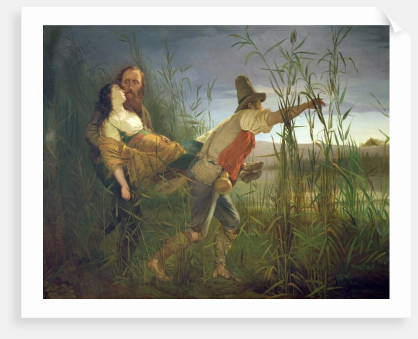 Garibaldi carrying his dying Anita through the swamps of Comacchio by Pietro Bauvier
