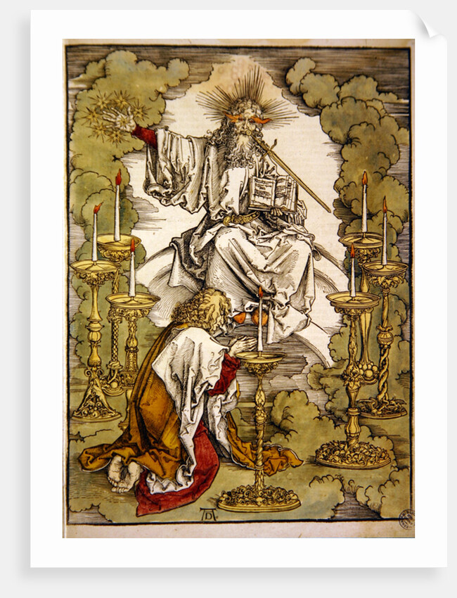 St. John on the Island of Patmos receives inspiration from God to create the Apocalypse, 1498 by Albrecht Dürer or Duerer