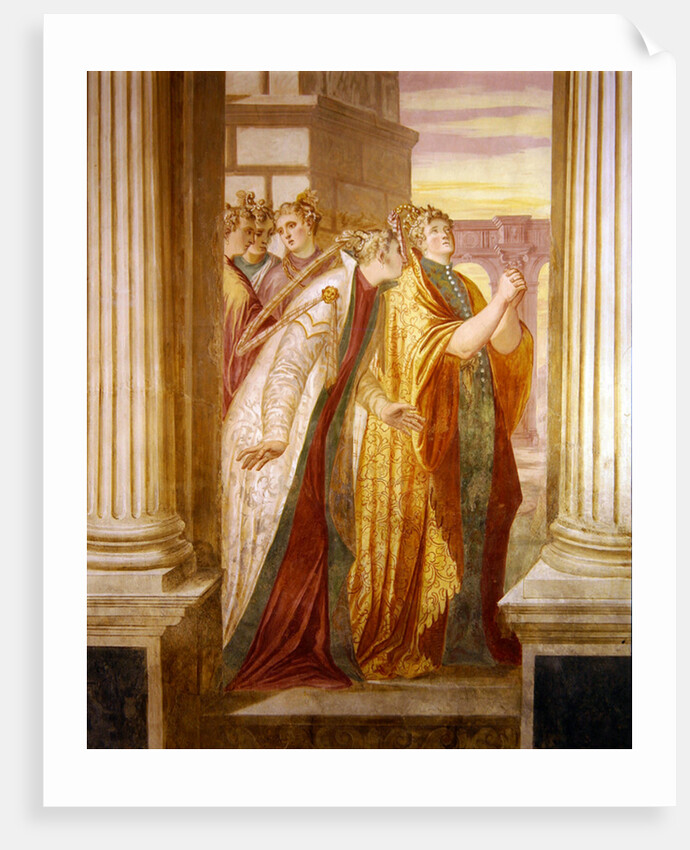 Left wall depicting Sophonisba crying by Giambattista (1526-78) Zelotti