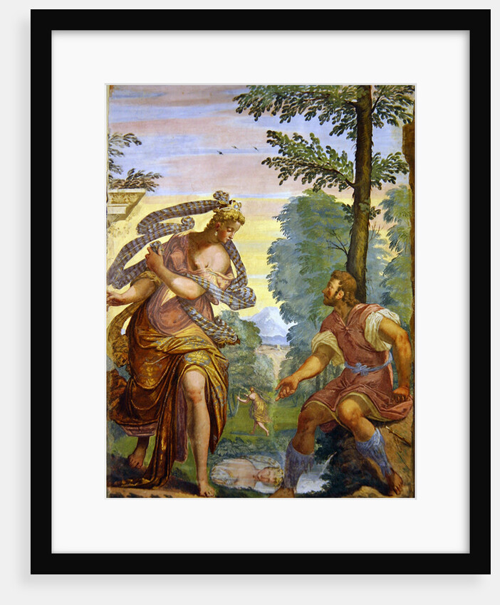 The shepherd Aminta in conversation with his beloved Carol at the pool by Italian School