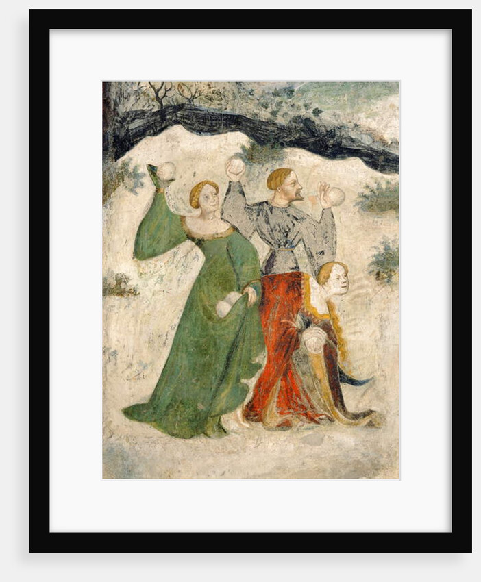 Courtiers intent on a snowball fight, month of January by Maestro Venceslao