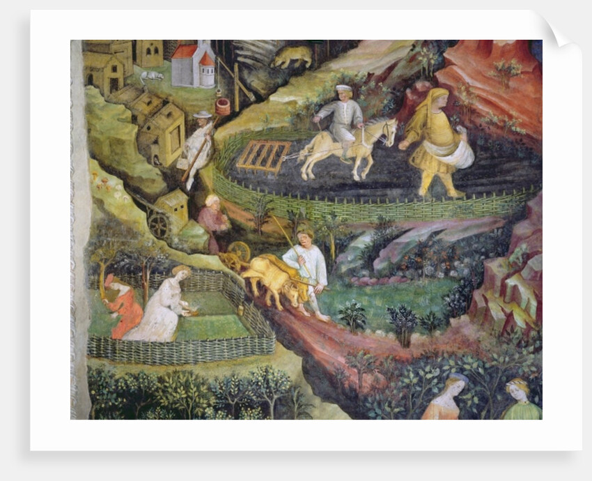 Village farmers doing work in April by Maestro (attr. to) Venceslao