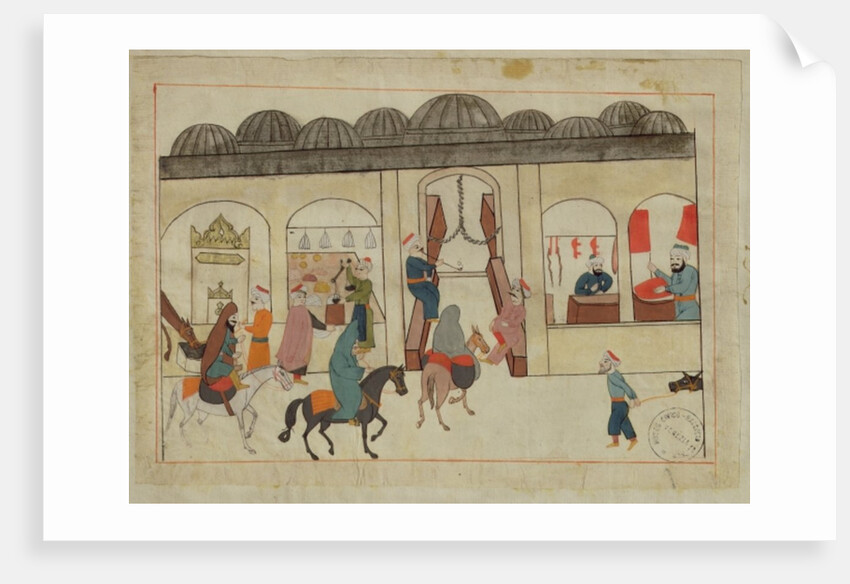 Ms. cicogna 1971, miniature from the 'Memorie Turchesche' depicting the covered market in Istanbul by Venetian School