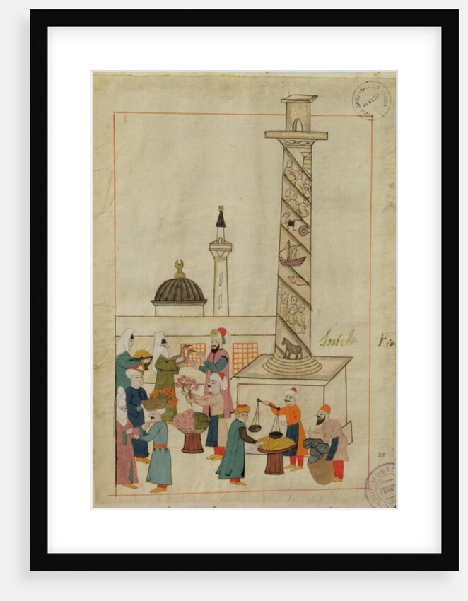 Ms. cicogna 1971, miniature from the 'Memorie Turchesche' depicting an open-air market in a piazza in Constantinople by Venetian School