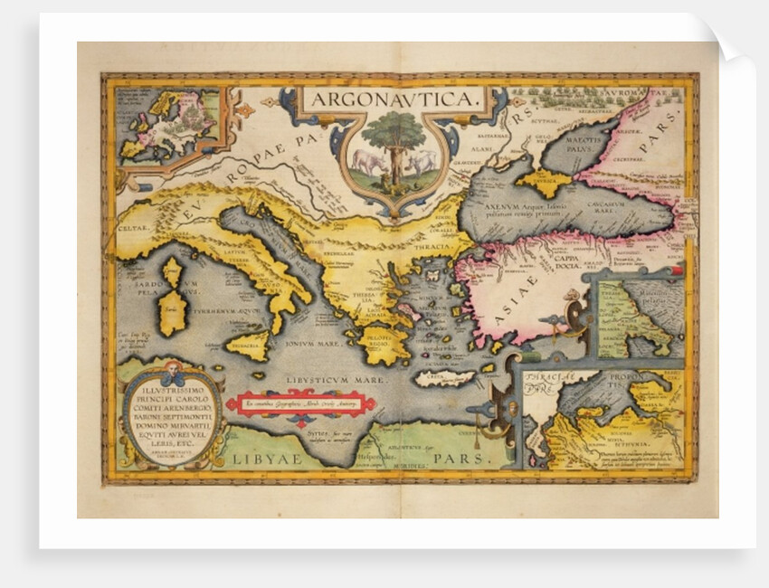 Map of the Voyage of the Argonauts by Abraham Ortelius