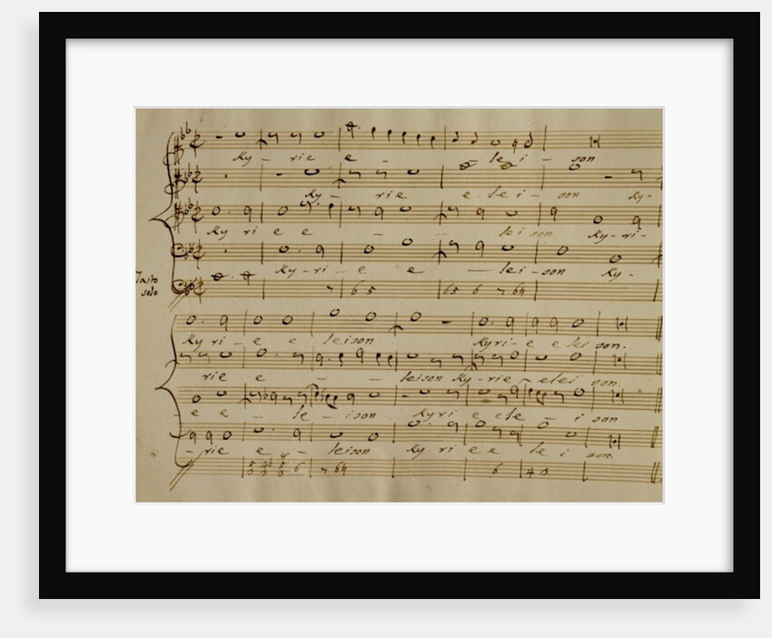 Score of the Kyrie Eleison from the 'Messa a quattro voci', 18th century copy by Giovanni Pierluigi da (after) Palestrina