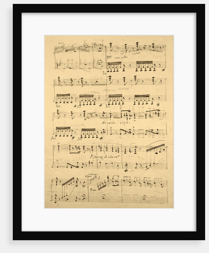 Manuscript page from the score of 'Les Huguenots' by Giacomo Meyerbeer