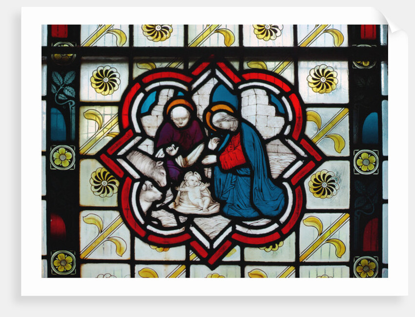 Stained glass window, detail of a Nativity scene, 14th century by Anonymous