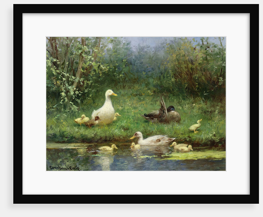 Ducks on a riverbank by David Adolph Constant Artz