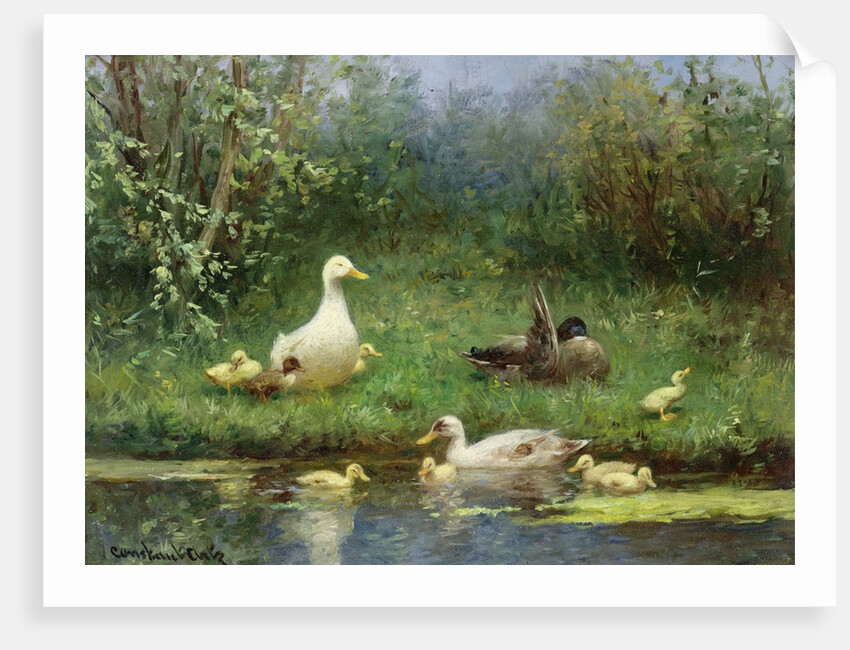 Ducks on a riverbank by David Adolph Constant Artz