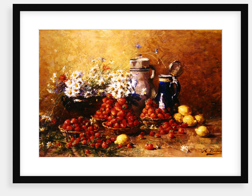 Still life of flowers and fruit by Hubert Bellis