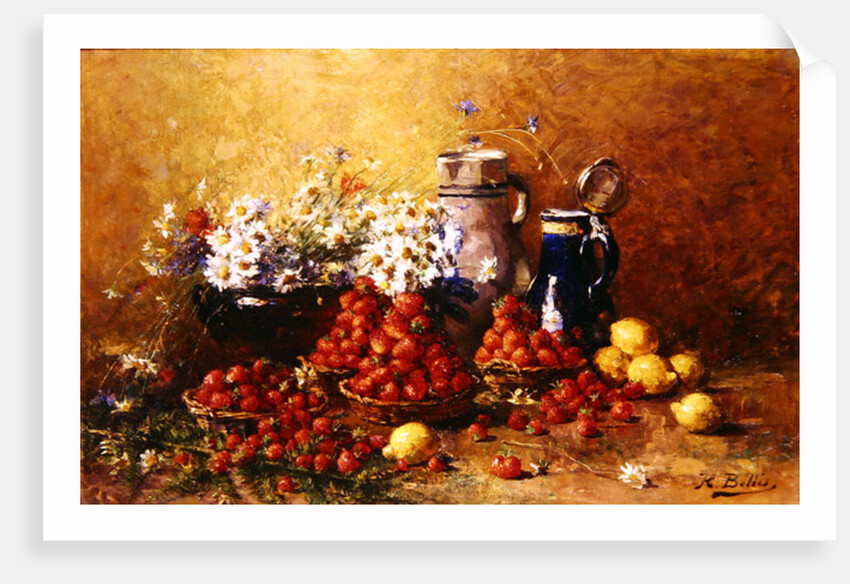 Still life of flowers and fruit by Hubert Bellis