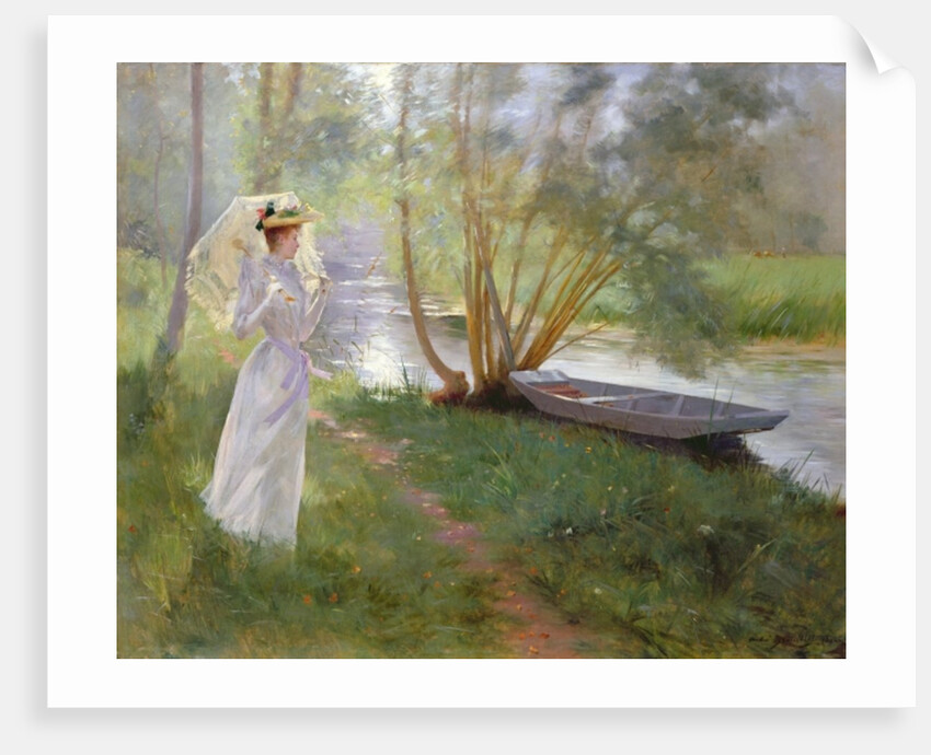 A walk by the river, 1890 by Pierre Andre Brouillet