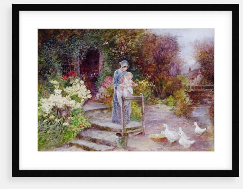 Woman and Child in a Cottage Garden by Florence Agnes Mackay
