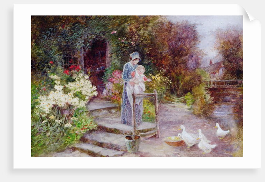 Woman and Child in a Cottage Garden by Florence Agnes Mackay