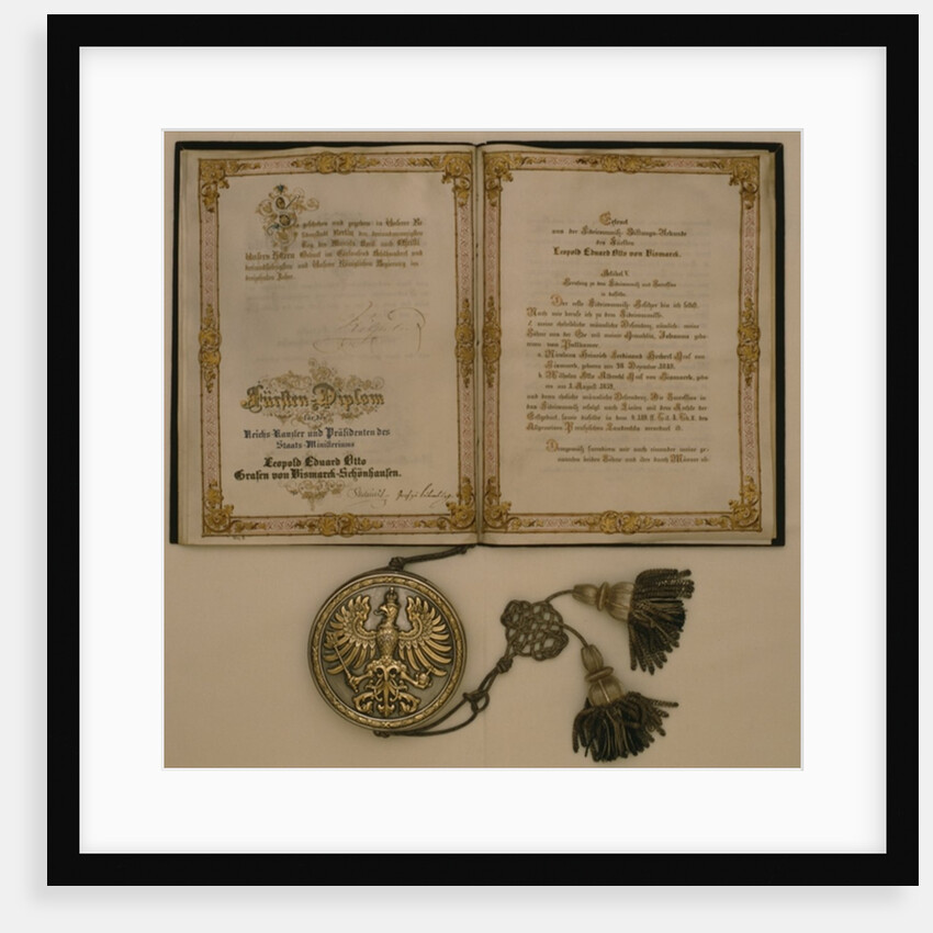 Prince Diploma for the Chancellor of the North German Confederation and the Minister-President of Prussia Leopold Eduard Otto Count von Bismarck-Schoenhausen by German School