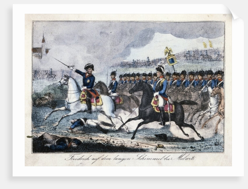 Frederick the Great on his White Horse near Molwitz, 1741 by German School