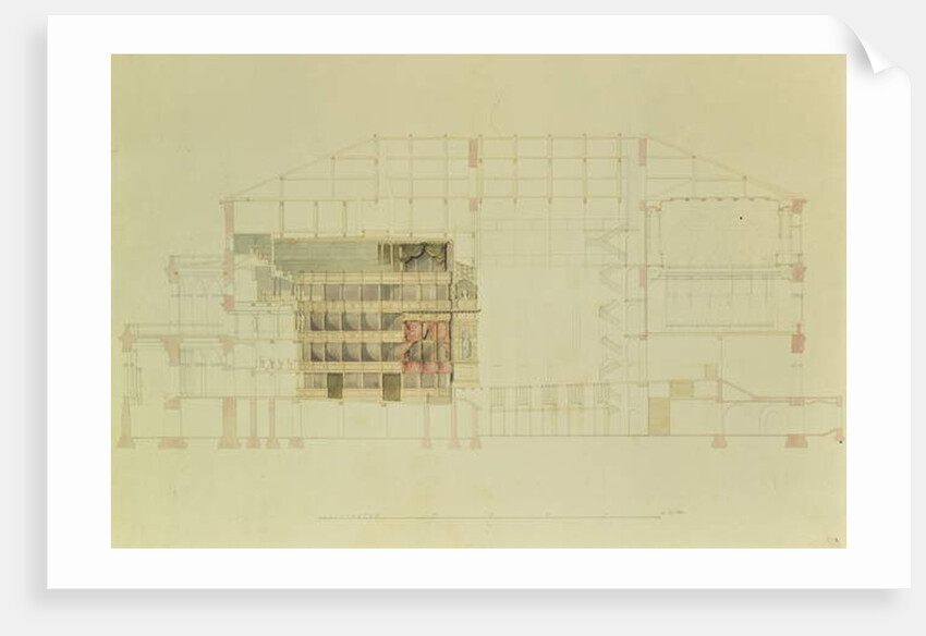 Plan for the Dresden Royal Theatre, c.1838 by Gottfried Semper