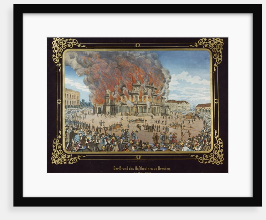 Fire at the Royal Theatre in Dresden on 21st September 1869 by German School