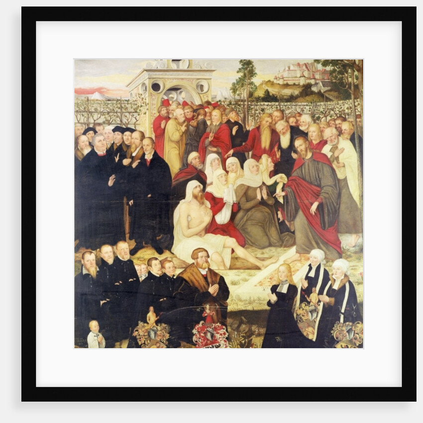 Reformers' group at a miracle by Lucas the Younger (after) Cranach