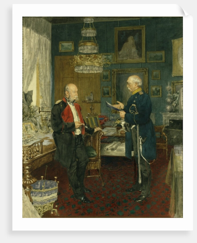 Bismarck with Emperor Wilhelm I in a room in the Unter den Linden palace, Berlin by Konrad Siemenroth