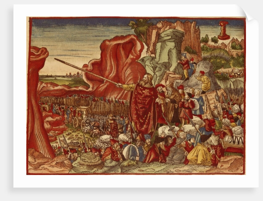 Moses parting the Red Sea, image from the Luther Bible by German School