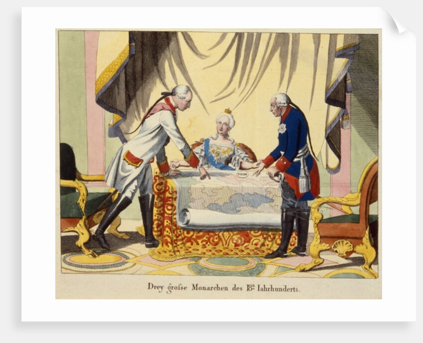 Joseph II of Austria, Catherine the Great of Russia and Frederick II of Prussia, 1772 by German School