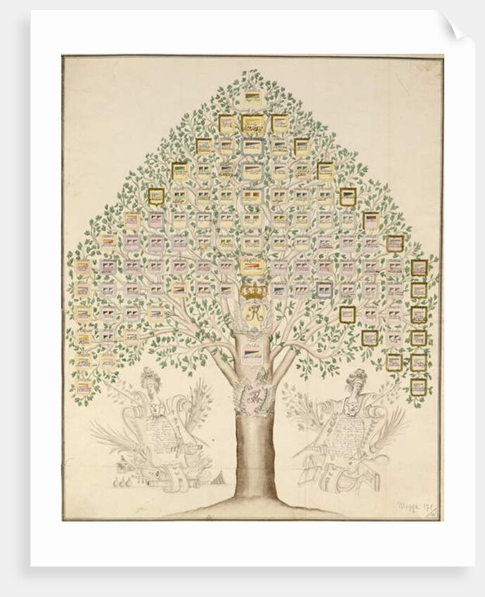 Diagram of the 97 stations of the regiments that made up the Royal Prussian Army, 1756 by German School