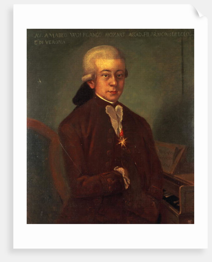 Portrait of Wolfgang Amadeus Mozart wearing the Order of the Golden Spur, 1777 by Austrian School