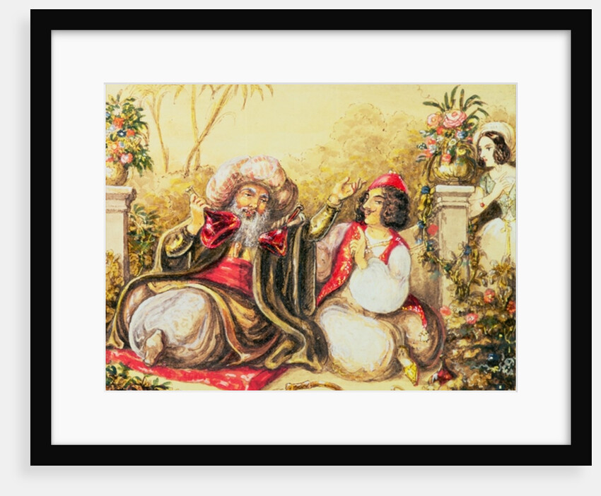 Pedrillo plying Osmin with drink, while Blonda waits in the background by Austrian School