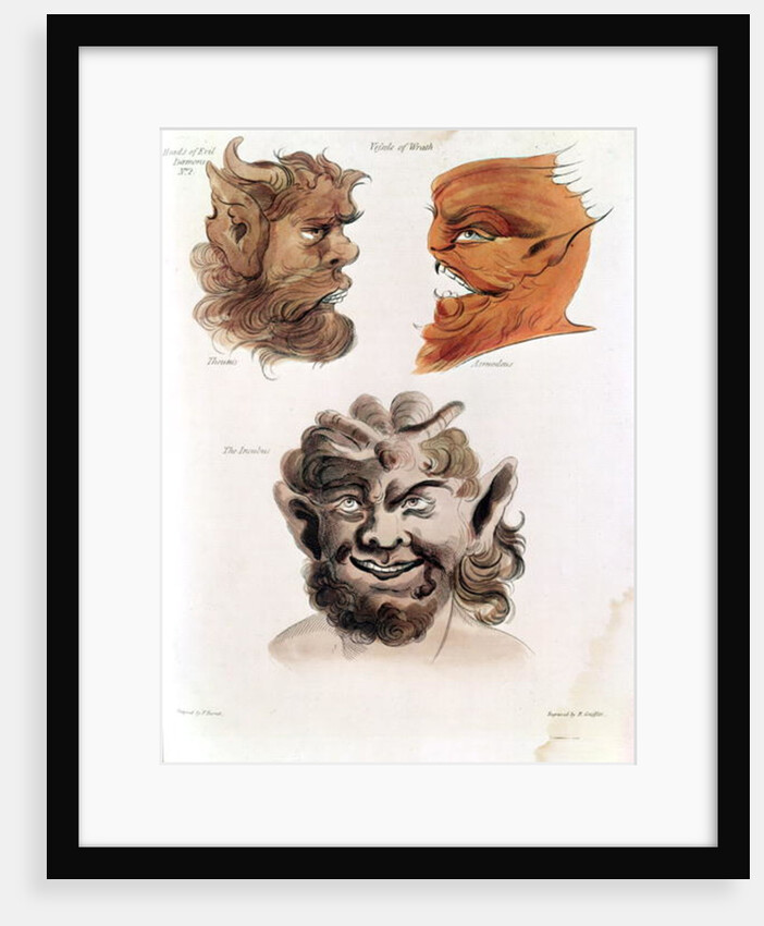 Heads of Evil Demons: Theumis, Asmodeus and The Incubus, illustrations from 'The Magus', pub. 1801 by Francis Barrett