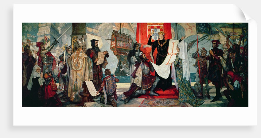 Departure for the Cape, King Manuel I of Portugal blessing Vasco da Gama and his expedition, c.1935 by Anonymous Anonymous