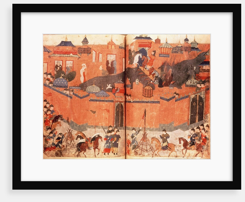 Mongols under the leadership of Hulagu Khan storming and capturing Baghdad in 1258 by Persian School