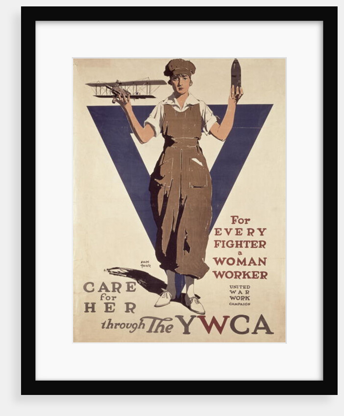For Every Fighter a Woman Worker, 1st World War YWCA propaganda poster by Adolph Treidler