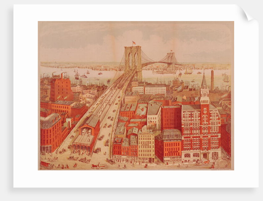 Brooklyn Bridge, c.1883 by R. (after) Schwarz