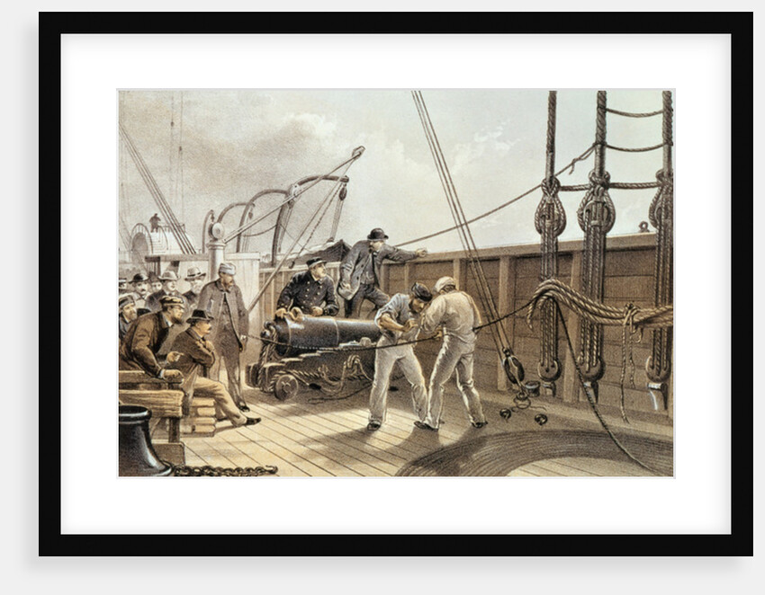 Splicing the Trans-Atlantic telegraph cable on board the 'Great Eastern', 25th July 1865, pub. by Lay and Son, c.1868 by Robert Dudley