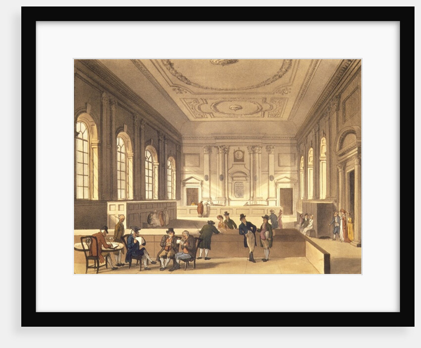Dividend Hall at South Sea House, pub. by R. Ackermann, 1810 by T. & Pugin A.C.(1762-1832) Rowlandson