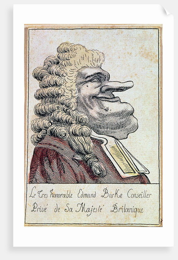 The very honourable Edmund Burke, private adviser to His Majesty, the British king, French caricature, c.1790 by French School