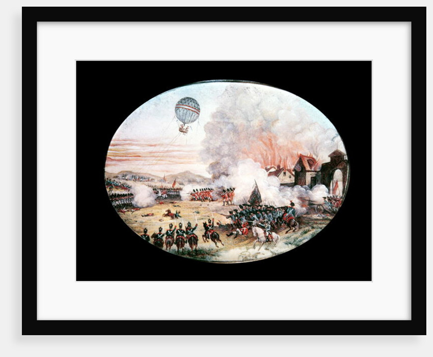 The French observation balloon 'L'Entreprenant' hovering above the Battle of Fleurus, 1794 by French School