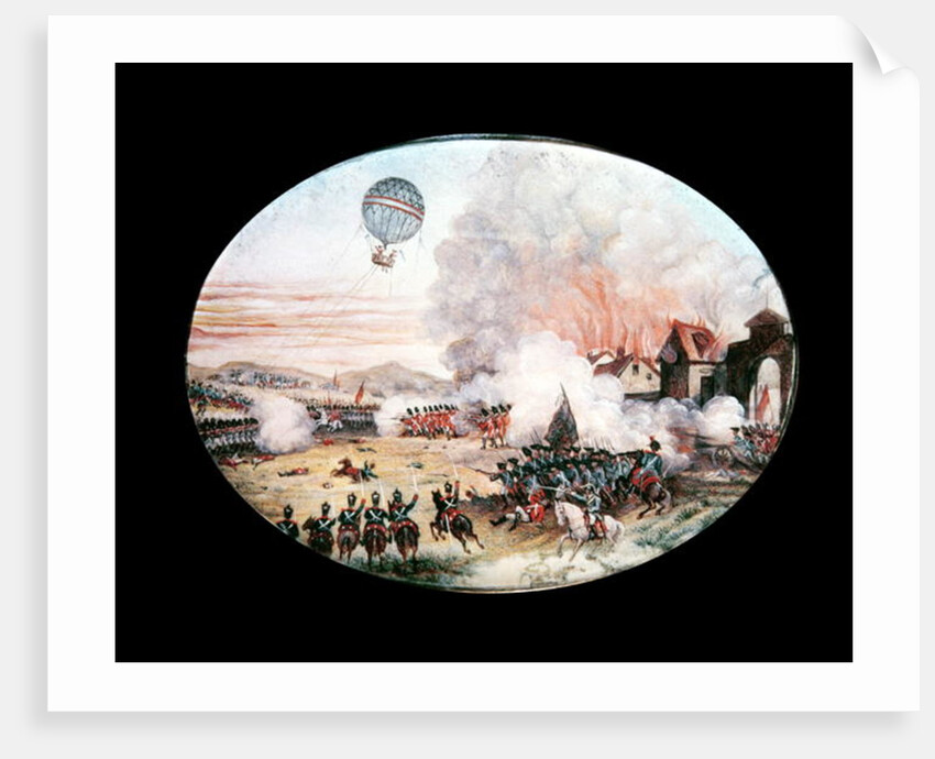 The French observation balloon 'L'Entreprenant' hovering above the Battle of Fleurus, 1794 by French School