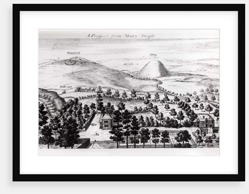 View from Avebury steeple of Silbury Hill by William Stukeley