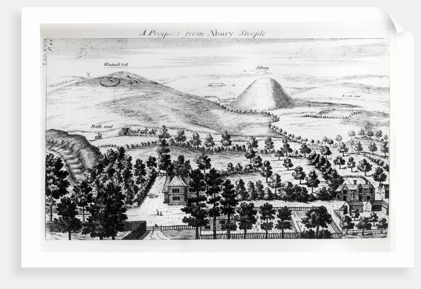 View from Avebury steeple of Silbury Hill by William Stukeley