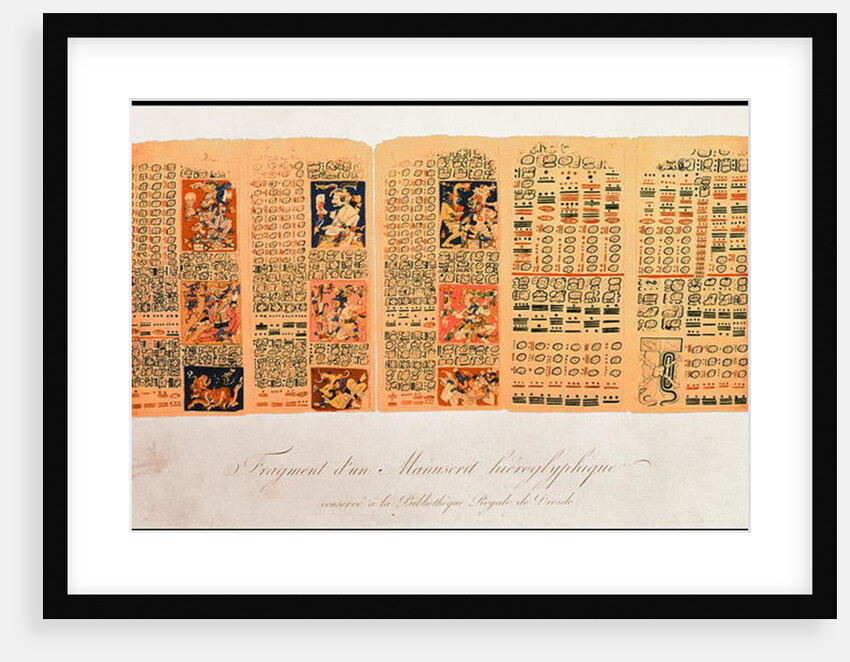 Copy of a fragment of the Dresden Codex showing Mayan astronomical calculations by School Mexican