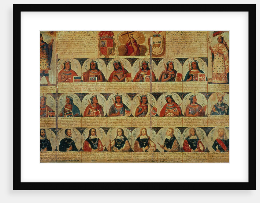 Genealogy of the Inca rulers and their Spanish successors from Manco Capac, the first Inca king, to Ferdinand VI of Spain, c.1750 by Spanish School