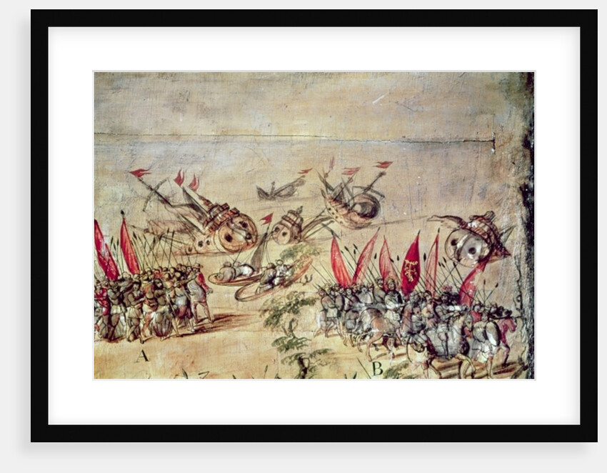 Cortes sinking his fleet off the coast of Mexico, 1518 by Spanish School